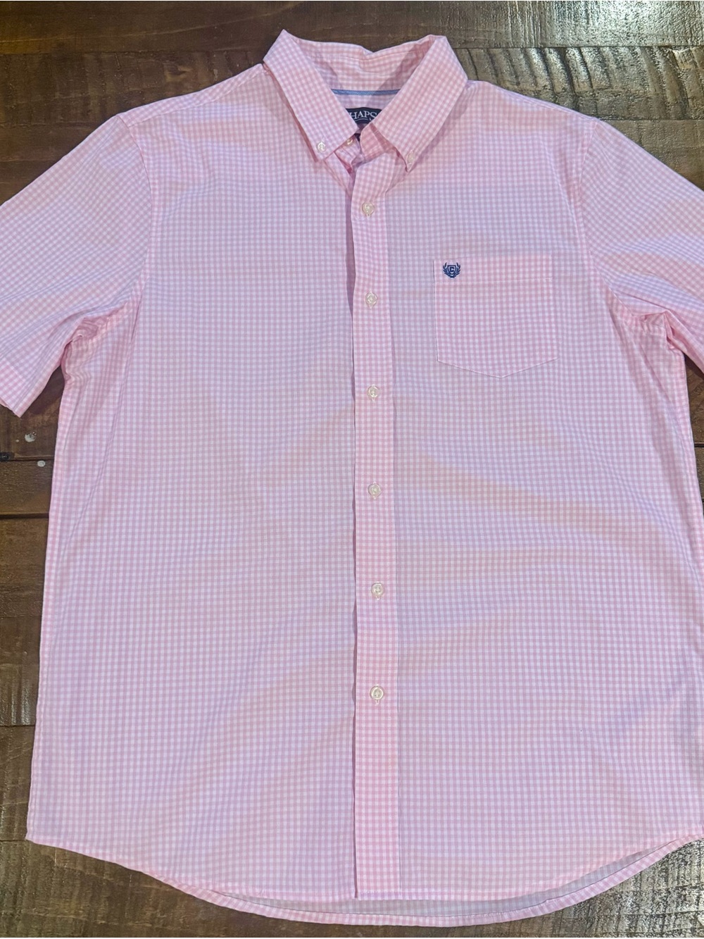 Chaps Pink Gingham Short Sleeve Button-Down Shirt